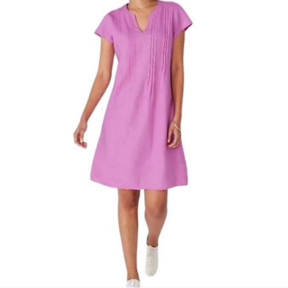 J. Jill Dresses & Skirts - J. Jill Love Linen Pintucked Dress In Camellia Pink with pocket
